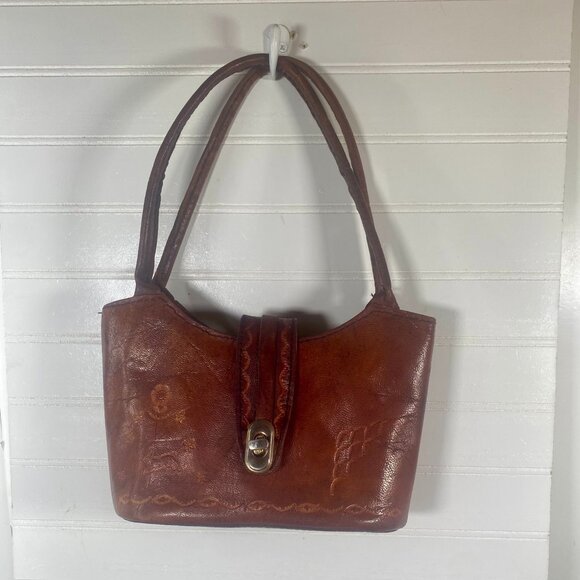 Vintage Hand Tooled, Small Cordovan Mexican Leather Purse, Gorgeous, - Picture 1 of 10